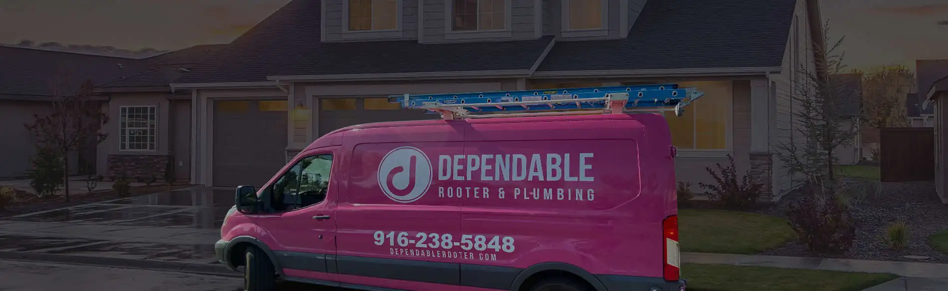 HOME Pink Dependable Rooter & Plumbing Van in Sacramento, CA