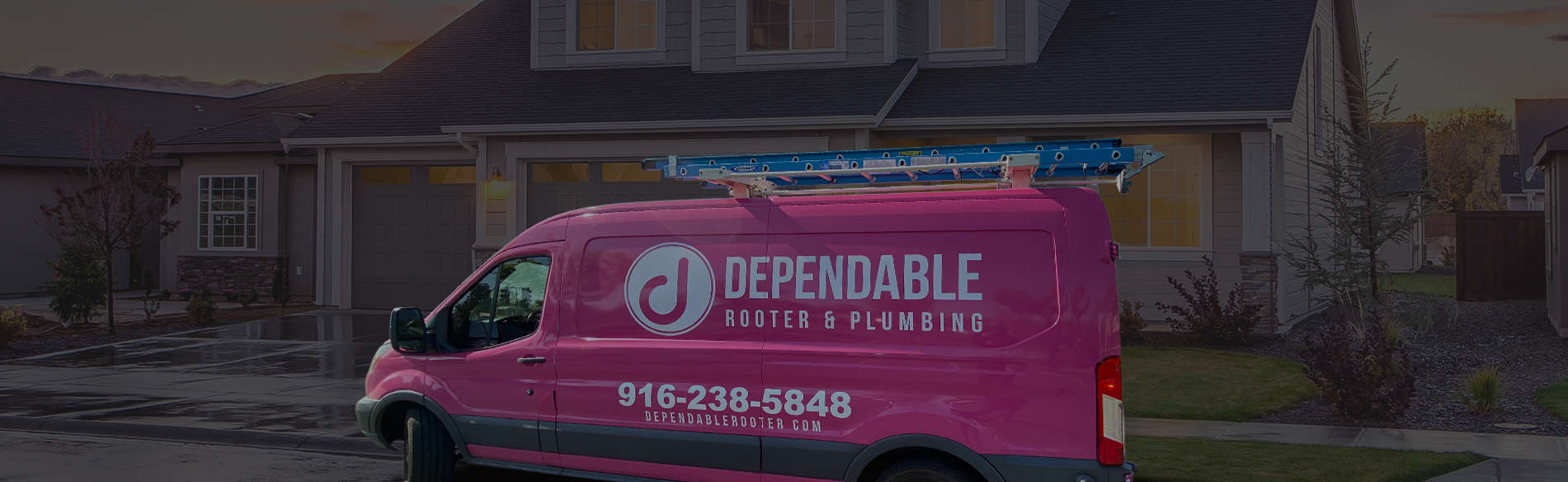 Pink Dependable Rooter & Plumbing Van